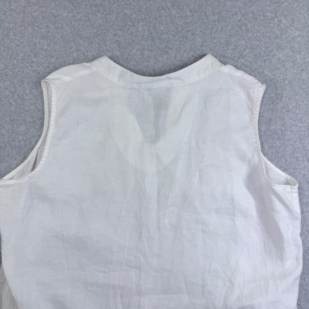 Linen Tunic Womens XL White Sleeveless Asymmetric Layered Hem Top Multiples - Picture 11 of 12
